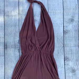 Maroon Halter Open Back Romper